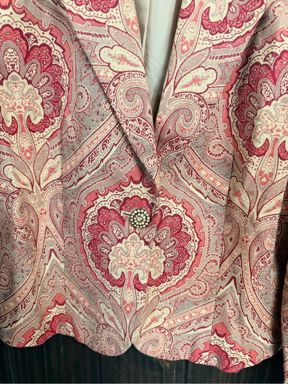 Judith Hart Collection Brocade Tapestry Blazer with Antique Button-Size:Large - Picture 4 of 7
